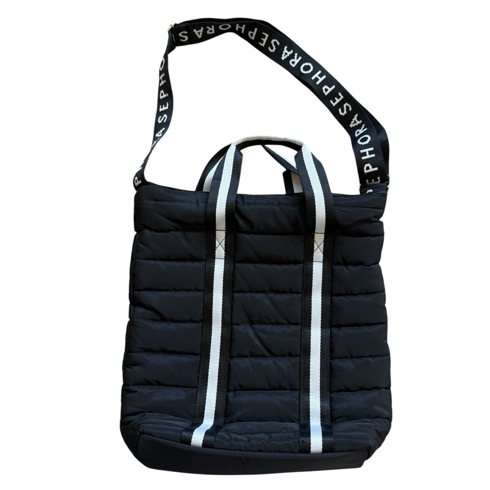Sephora Quilted Nylon Tote Bag Black Puffer Crossbody Travel Gym Laptop Daily